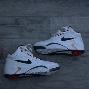 White and Black High-Top Sneakers